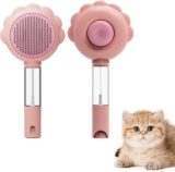 3-in-1 Cat Steam Brush with Spray Function, Manual Water-Powered Grooming Brush for Shedding, Gentle Deshedding & Massage Comb for Short Long Haired Cats and Dogs (Pink)