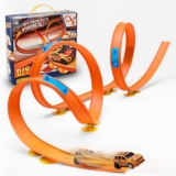 3.0M Flexible Speed Race Car Track Toys with High-speed Pull-back Cars 5 Ramps 20 Suction Cups, Indoor & Outdoor Kids Toy Gift for 3 4 5 6 7 8 Year Old Boys Girls Rolls Up Portable Loops Racetrack