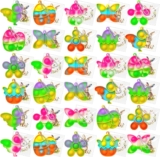 30 PCS Easter Gifts Kids, Easter Decoration Party Bag Fillers Easter Egg Hunt , Pop It Fidget Party Favours, Pass the Parcel Prizes (30Keyrings 30Bags )