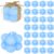 30 Set Mini Bubble Candles Party Favors for Guests 4 cm Square Candles with Thank You Cards & Hemp Rope Small Gifts for Birthday Wedding Bridal Shower Spa Christmas (Blue, Bluebell)