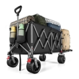 300L Heavy-Duty Wheeled Folding Camping Trolley, 180kg, Black