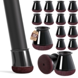 32 Pcs Small Chair Leg Floor Protectors Furniture Pads Floor Protectors for Hardwood Floors Chair Sliders Silicone Covers with Stronger Felt Pads Black X-small (Fit:14-20mm)