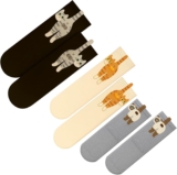 3Pcs Cat Socks, Funny Cat Themed Crew Socks with Balls, Comfortable for Women,Idea for Cat Lovers, Home Wear or Casual Outfit