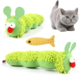 3Pcs Catnip Toys for Cats, Cat Toys with Catnip Plush Caterpillar Catnip Toys Bite-Resistant Interactive Cat Chew Toy for Teeth Cleaning Fun Cats Toy for Kittens and Adult Cats (Multicolor A)