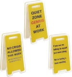 3Pcs Funny Office Desk Sign Caution Overstimulated Mini Office Desk Accessories Prank Gift for Men Women Friends Coworkers Boss Teacher Funny Signs