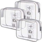 3pcs Lermende Lermende Clear Travel Toiletry Bag with Zippers,Travel Liquids Bag for Airport, Carry On Clear Plastic Bags for Airport Security, Quart Sized Bags3 Grey