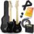 3rd Avenue 1/4 Size Kids Electric Guitar Pack for Junior Beginners – 6 Months FREE Lessons, 5W Portable Amp, Cable, Bag, Picks and Strap – Black