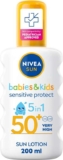 3x NIVEA SUN Kids Protect & Sensitive Spray (200ml) Sunscreen Spray with SPF 50, Kids Suncream for Sensitive Skin