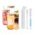 4 Can-Shaped Glasses 500ml with Airtight Bamboo Lids, Straws, Brush