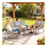 4 PC Garden Furniture Set with Loveseat, Chairs, Table, Light Grey