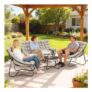 4 PC Garden Furniture Set with Loveseat, Chairs, Table, Light Grey