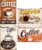 4 PCS Vintage Metal Tin Signs, Hot Coffee Tin Sign, Retro Plaque Poster, Wall Art Decor, Painting Signs for Kitchen Cafe Bar 20 x 30 cm
