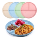 4-Pack Divided Portion-Control Plastic Plates, 9-Inch, Reusable, Multi-Color