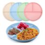 4-Pack Divided Portion-Control Plastic Plates, 9-Inch, Reusable, Multi-Color