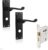 4 Pack Internal Door Handle Lock Set Mortice Latch with Backplate – Matte Black Privacy Handle65mm Latch