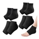 4 Pairs Silicone Heel Protectors with Achilles Tendonitis Support, Black