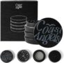 4-Piece Aluminium Herb Grinder 2.1 Inch (53 mm) Metal Grinder Black