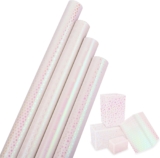 4 Rolls Pink Wrapping Paper for Girls Women, 43cm 3m Pearlescent Birthday Wrapping Paper Roll