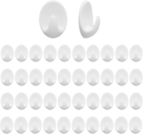 40 PCS Self Adhesive Plastic Hooks,Seamless Wall Hooks Stick On,Oval Sticky Wall Hook,No Drilling,Extra Strong,Multi Function,Durable,for Keys,Jewellery,for Kitchen Bathroom