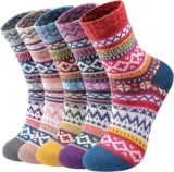 5 Pairs Wool Socks for Women – Warm Womens Wool Socks, Vintage Womens Winter Sock, Super Soft Cozy Sock Gifts for Women