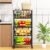 5-Tier Kitchen Trolley on Wheels-Vegetable Storage Rack with Wooden Top, Lockable Wheels & Stackable Baskets, Mobile Organizer for Kitchen, Pantry, Office (Black)