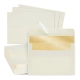 50-Pack C6 Envelopes, 4.25×6.25, Ivory Outside, Gold Inside