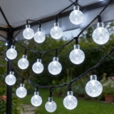 50LED Solar Fairy Lights Garden Outdoor, 8M/26FT Solar String Lights , Waterproof Solar Powered Bubble Lights, 8 Modes with 8-Hour Timer, Suitable for Garden, Party, Yard, Decoration (Cold White)