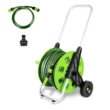 50M Garden Hose Reel Cart Trolley Portable Water Pipe Free Standing Adjustable