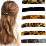 6 PCS Tortoise Shell Hair Clips French Barrettes for Women with Strong Grip 3 Inch Acetate Elegant Hair Accessories Gifts for Her Wife Mother Sister Friends Fine and Medium hair