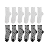 6 Pairs Love Printed Socks for Women, Breathable White/Black