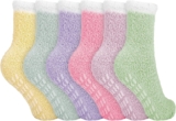6 Pairs Women Fluffy Slipper Socks,Winter Warm Cosy Bed Fuzzy Socks with Grips,Non Slip Grip Socks Soft House Sleep Socks for Women Girls
