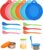 6 Pieces Silicone Tin Can Lids, 8.5cm Pet Food Cover Lids with 6 Spoon Tops, Pet Food Storage Silicone Lid Food Covers, Pet Can Tin Cover for Bowls, Mugs, Heat-Resistant Glassware(Multiple Colours)