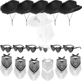 6 Sets Cowgirl Bachelorette Party Decorations Bulk Bride Cowboy Hat Rhinestone Bandana Heart Glasses for Last Disco