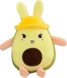7 Inch Avocado Plush Toy with Hat, Cute Fruit Plush Doll Soft Stuffed Animal, Green Avocado Plushie, Birthday Party Favours and Childrens Party Bag Fillers, Random Hat Colours