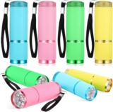 8 Pack Small Torch, Mini Torches Led Super Bright with 9 LEDs,Multicolor Kids Torch with Lanyard,Pocket Flashlight with Rubber Grip for Camping Hiking Outdoors Gift