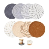 8-Piece Cotton Woven Absorbent Coaster Set, 11 Cm Round