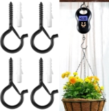 8 Set Screw Hooks Q-Hanger Hooks for Outdoor String Lights, Christmas Rope Lights Clips, Wall Cabinet Ceiling Eye Hook with Safety Buckle for Wire Party Light Plants Wind Chimes