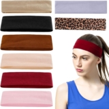 8Pcs Wide Elastic Headbands for Women Men Soft Sweat Wicking Sports Headband for Spa Running Yoga Gym Workout Non-Slip Breathable Hair Band for Makeup Daily Use Sweat Bands