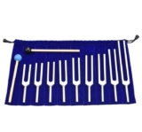 9 Piece Aluminium Alloy Tuning Fork Set with Mallet and Carry Bag for Music, Yoga and Therapy – Silver 8mm