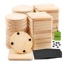 96 Pcs Blank 4-Inch Wood Coasters with Non-Slip Pad