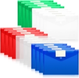 A4 Plastic Wallets 20 Pack, 5 Assorted Colour Document Folders, Waterproof Plastic Wallets