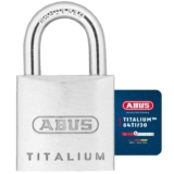 ABUS Titalium AB64TI/30 Padlock – Lock Body Made of Special Aluminium – Hardened Steel Shackle – ABUS Security Level 4 – Silver, Grey, 30mm