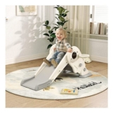 AIYAPLAY 3-in-1 Kids Slide with Hoop and Climber, Cream White