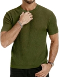 AIYINO Mens Ribbed Knit T-Shirts Short Sleeve Casual Crewneck Slim Fit Textured Pullover Tees