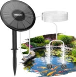 AMZtime Solar Pond Aerator, 3W Solar Air Pump for Pond with 2200mAh Battery, 2 Modes Integrated Solar Pond Oxygenator, Ultra-Quiet IP65 Waterproof for Garden Koi Fish Tank Hydroponics
