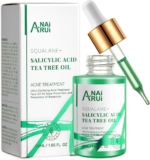 ANAiRUi Tea Tree Oil for Skin with Salicylic Acid & Squalane – Face Oil to Soothe Acne, Reduce Breakouts and Blemishes, Minimize Spots and Pores, 30ml