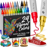 ARTISTRO 24 Acrylic Paint Pens Dual Tip (Brush & Fine) Markers for Fabric, Canvas, Rock, Glass, Wood Sold by Artistro UK / FBA