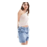 ASOS DESIGN Knitted One Shoulder Top in Pink Stripe