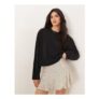 ASOS DESIGN Long Sleeve Boxy Cropped T-Shirt in Black