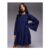 ASOS DESIGN Petite Plisse Wide Sleeve Mini Dress with Back Bow Detail in Navy
